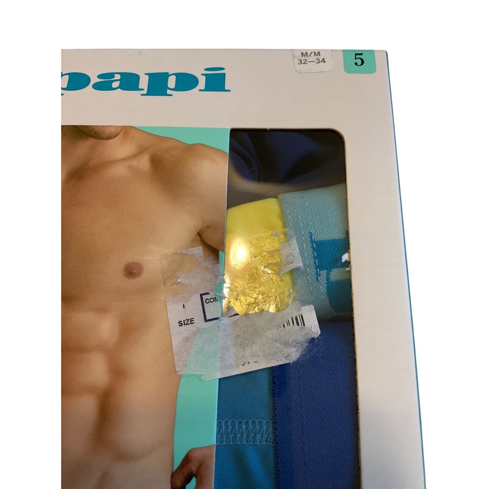Papi Microfiber Low Rise Briefs Men's Size M 5 Pack Blue Assorted Colors - Picture 2 of 4